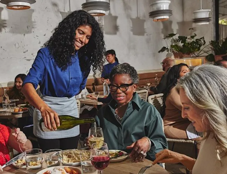 Guests enjoying a meal at a restaurant